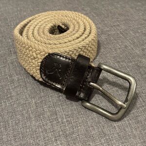 American Eagle Khaki Stretch and Brown Leather Belt 47”